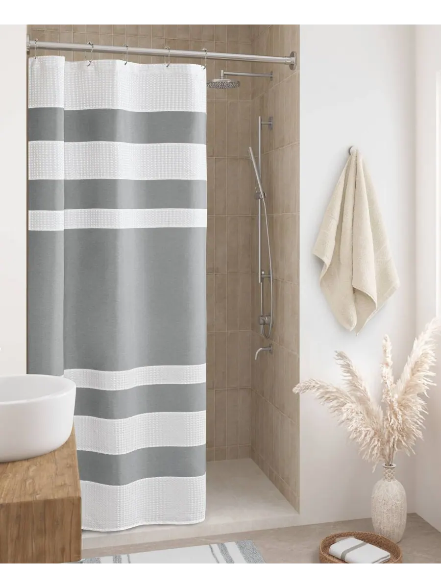 Шторка для душа spa waffle 3m-scotchgard, 36" x 72" Madison Park — изображение 3 из 9, серый