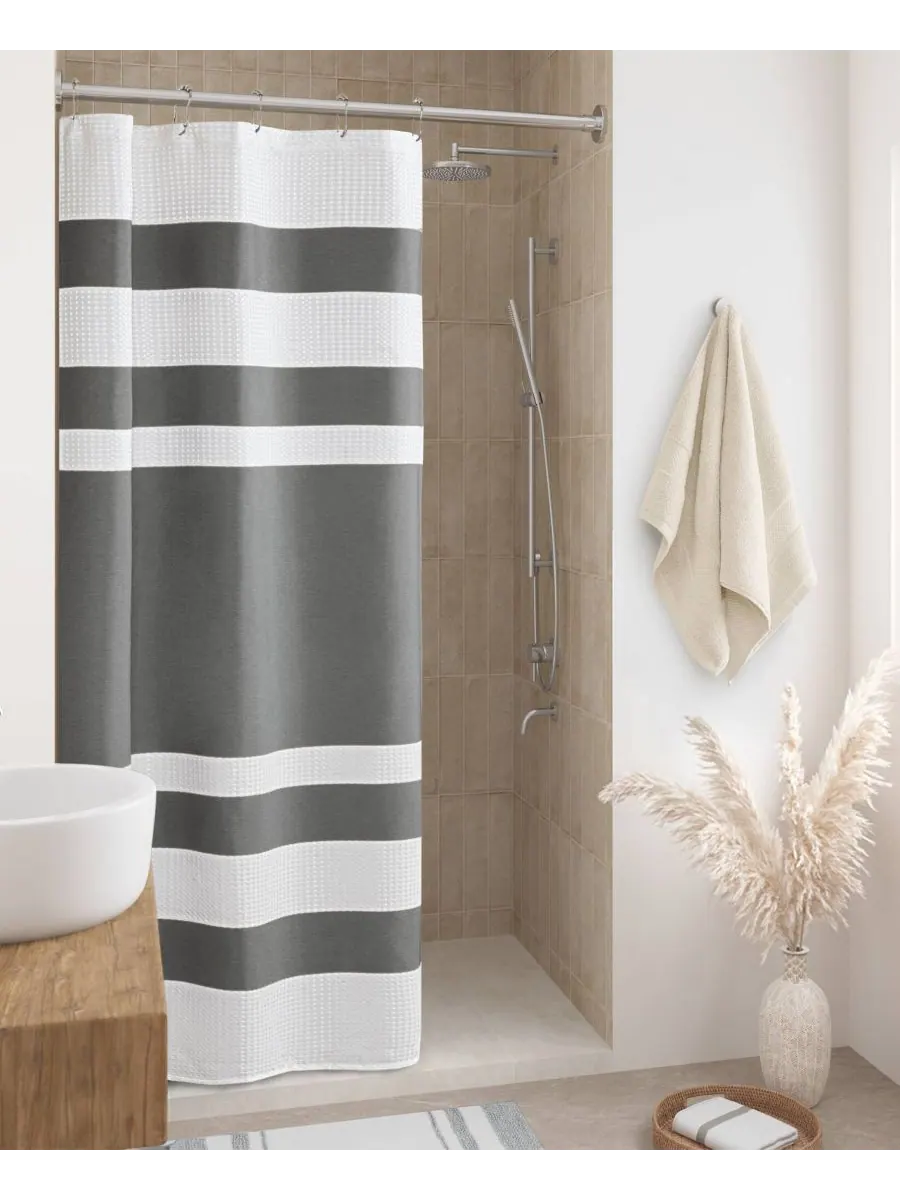 Шторка для душа spa waffle 3m-scotchgard, 36" x 72" Madison Park — изображение 2 из 9, темно-серый