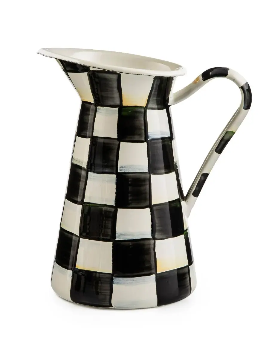 Кувшин Courtly Check Medium Practical Mackenzie-Childs — изображение 1 из 2, черный/белый