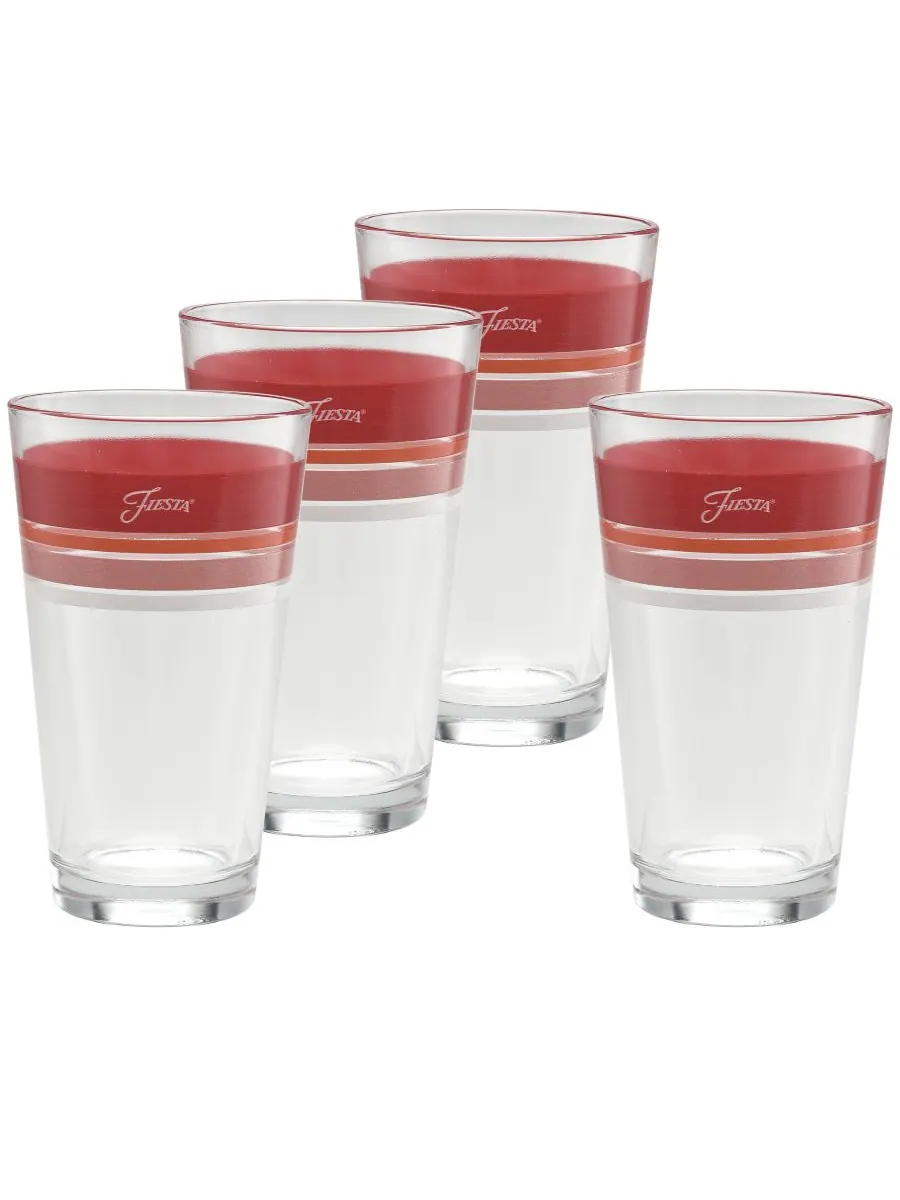 Набор из 4 стеклянных стаканов-холодильников Sunset Horizon Edgeline Tapered Cooler Glass Fiesta