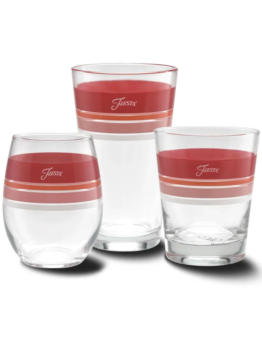 Набор из 4 стеклянных стаканов-холодильников Sunset Horizon Edgeline Tapered Cooler Glass Fiesta — изображение 3 из 3, белый