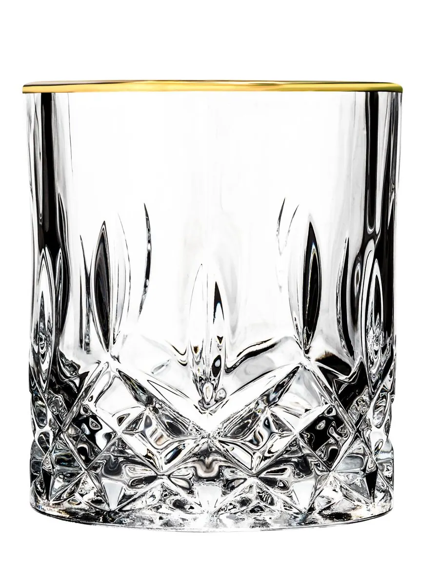 Набор из 4 хрустальных бокалов для виски Opera Gold Collection с золотым ободком Lorren Home Trends — изображение 2 из 4
