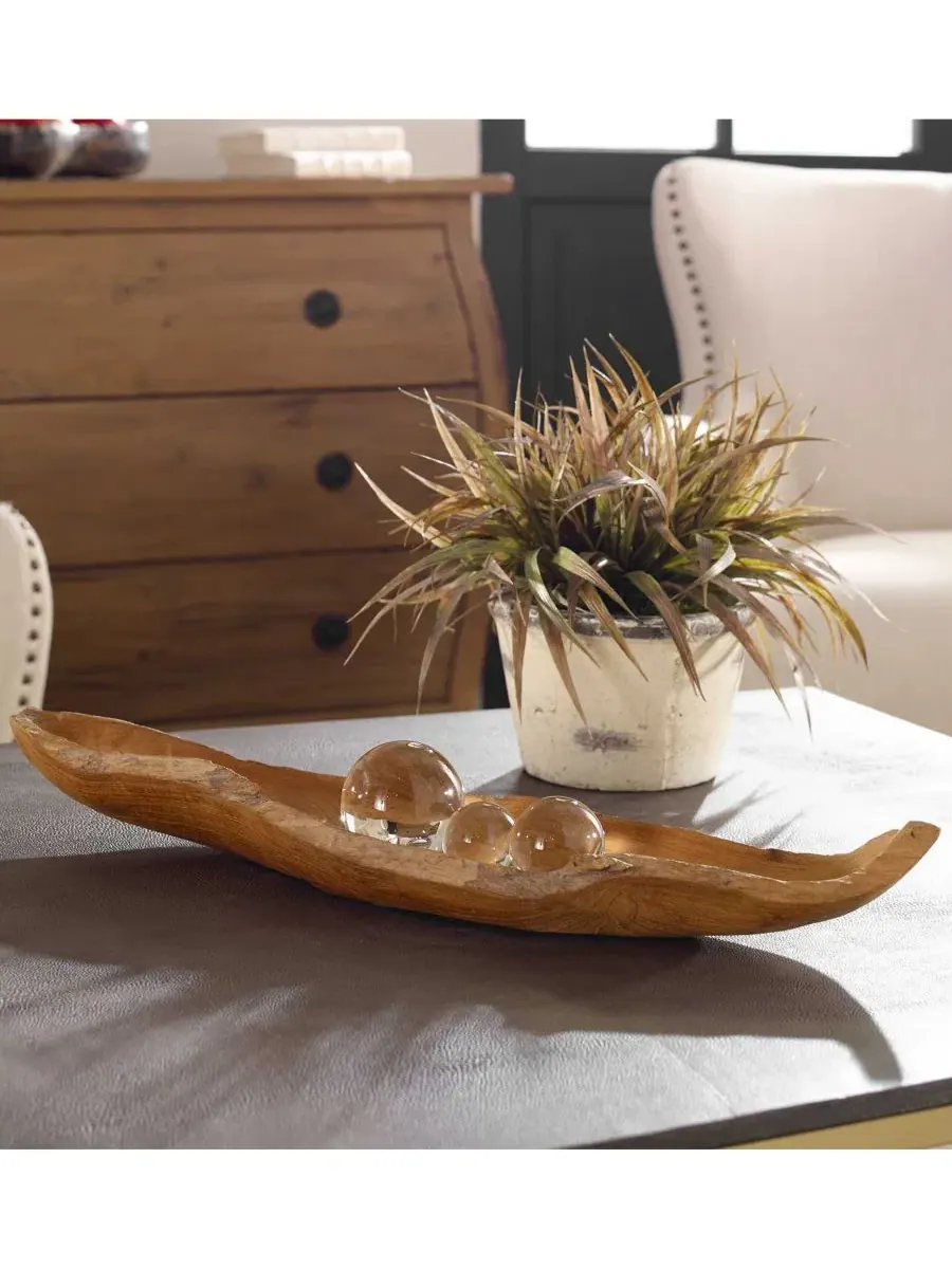 Чаша из тикового дерева в форме листа, 12 см Uttermost — изображение 2 из 7, коричневый