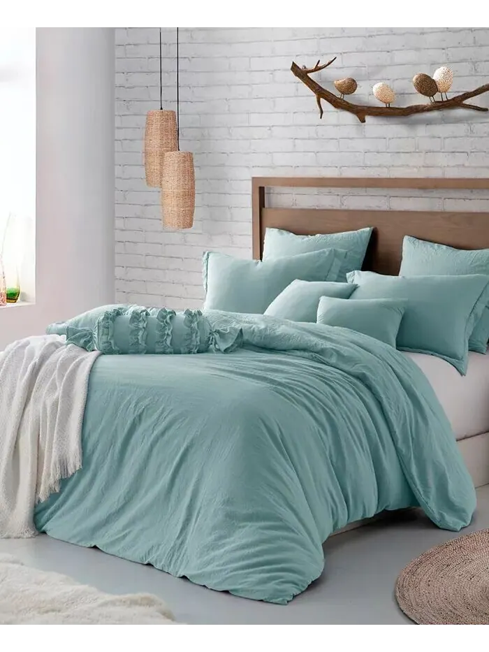 Мятый пододеяльник и накидки из микрофибры Cathay Home Inc. — изображение 6 из 6, темно-серый серый