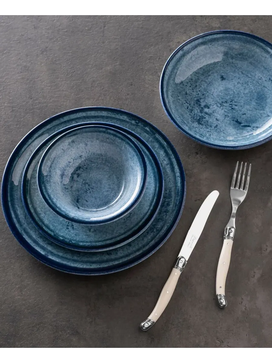 Набор столовой посуды Blue Stone, 16 предметов French Home — изображение 4 из 5, синий