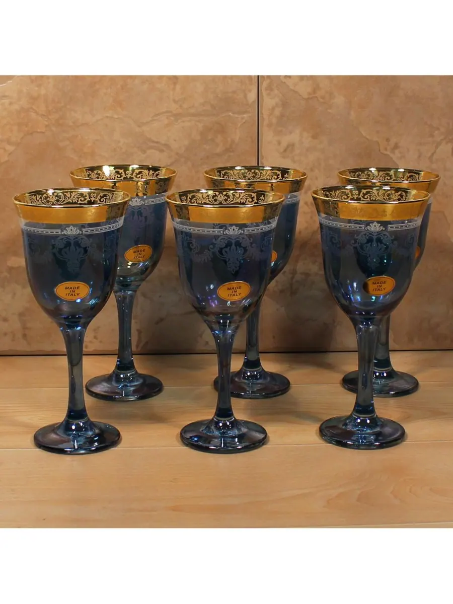 Lorren Home Trends Набор из 6 синих бокалов — изображение 3 из 3, синий