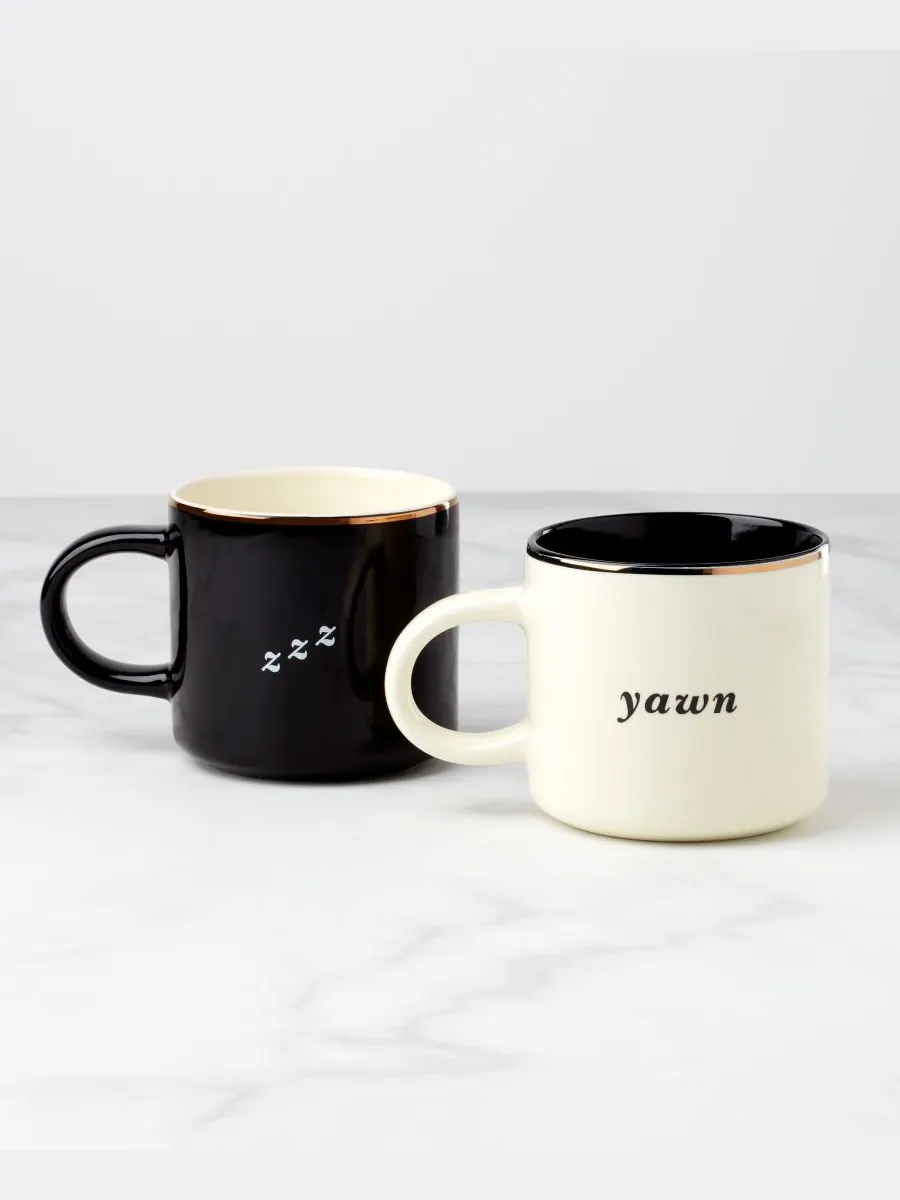 Набор из 2 кружек Kate Spade Yawn Zzz Kate spade new york — изображение 3 из 4, черный