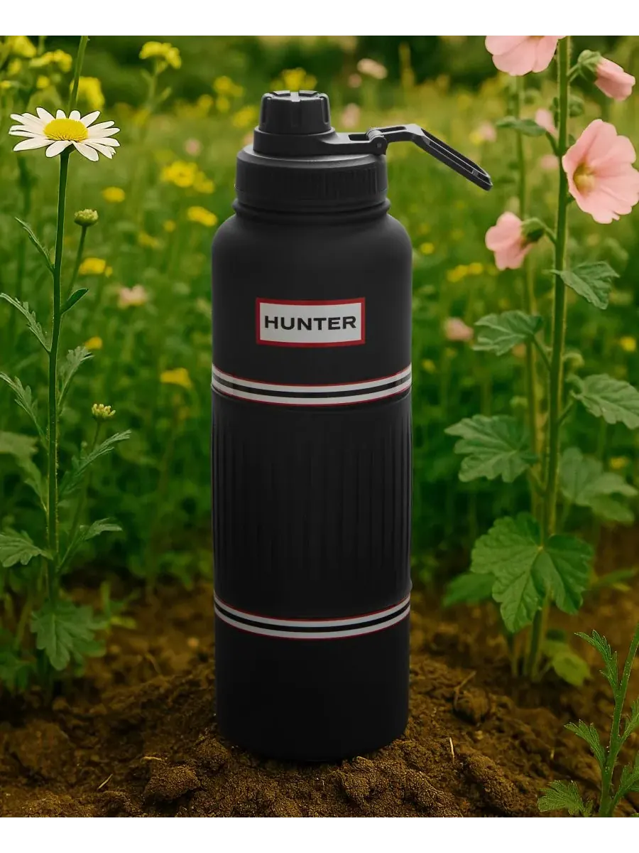 Стакан для воды GoGrip объемом 1 л (около 1,2 литра) из нержавеющей стали Hunter — изображение 2 из 6, черный