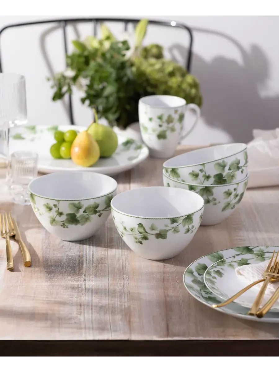 Набор из 4 мисок для хлопьев Noritake Ivy Whisper 750 мл — изображение 2 из 10, зеленый