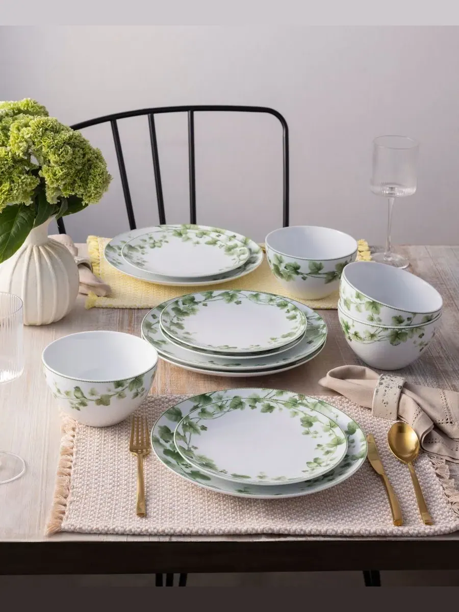 Набор из 4 мисок для хлопьев Noritake Ivy Whisper 750 мл — изображение 8 из 10, зеленый