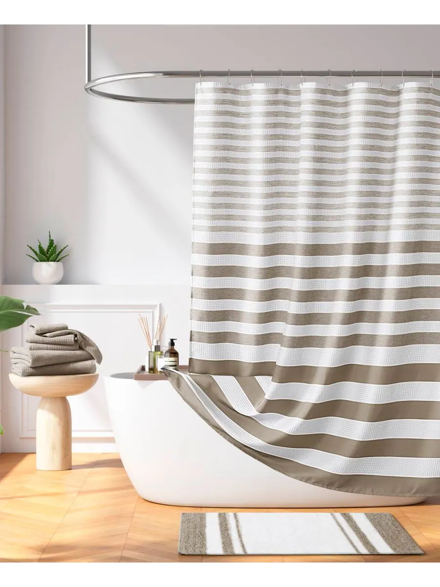 Шторка для душа Ariana Ombre Waffle, 72" x 72" Madison Park — изображение 2 из 9, тауп