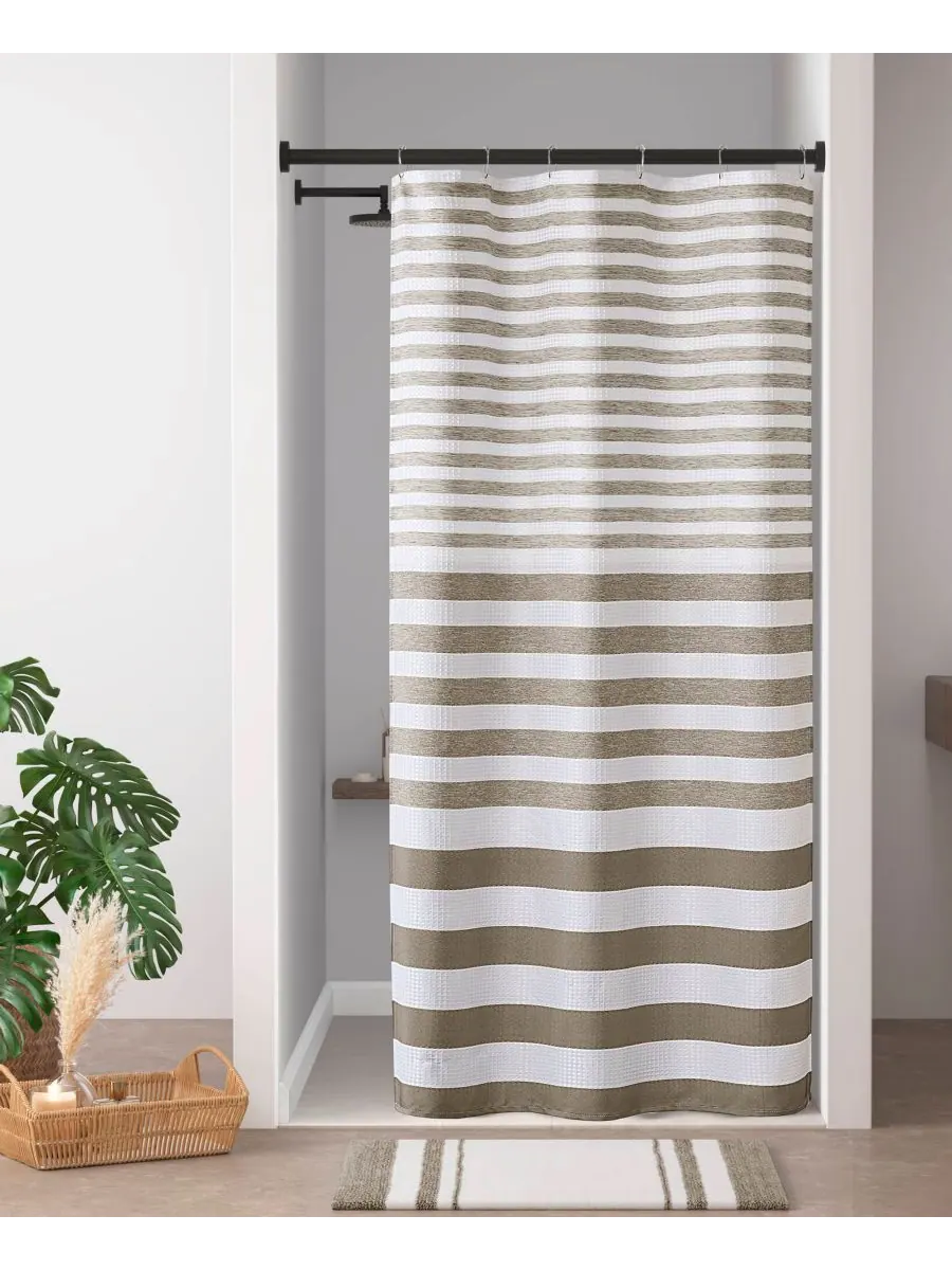 Шторка для душа Ariana Ombre Waffle, 72" x 72" Madison Park — изображение 4 из 9, тауп