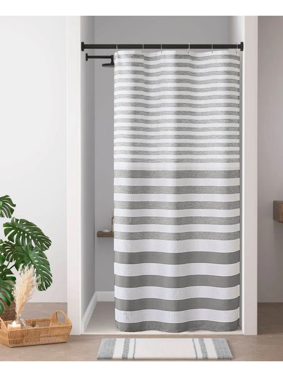 Шторка для душа Ariana Ombre Waffle, 72" x 72" Madison Park — изображение 2 из 9, серый