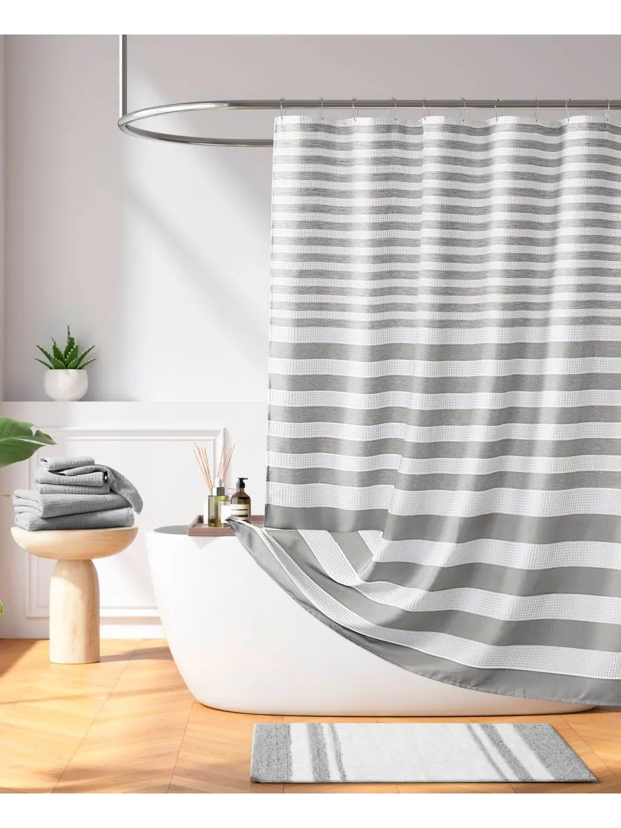 Шторка для душа Ariana Ombre Waffle, 72" x 72" Madison Park — изображение 3 из 9, серый