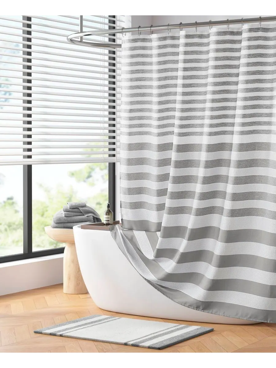 Шторка для душа Ariana Ombre Waffle, 72" x 72" Madison Park — изображение 4 из 9, серый
