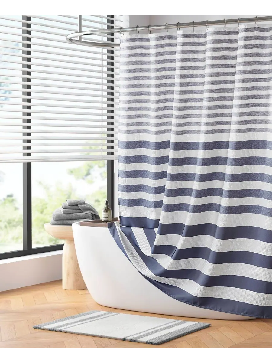 Шторка для душа Ariana Ombre Waffle, 72" x 72" Madison Park — изображение 3 из 9, синий