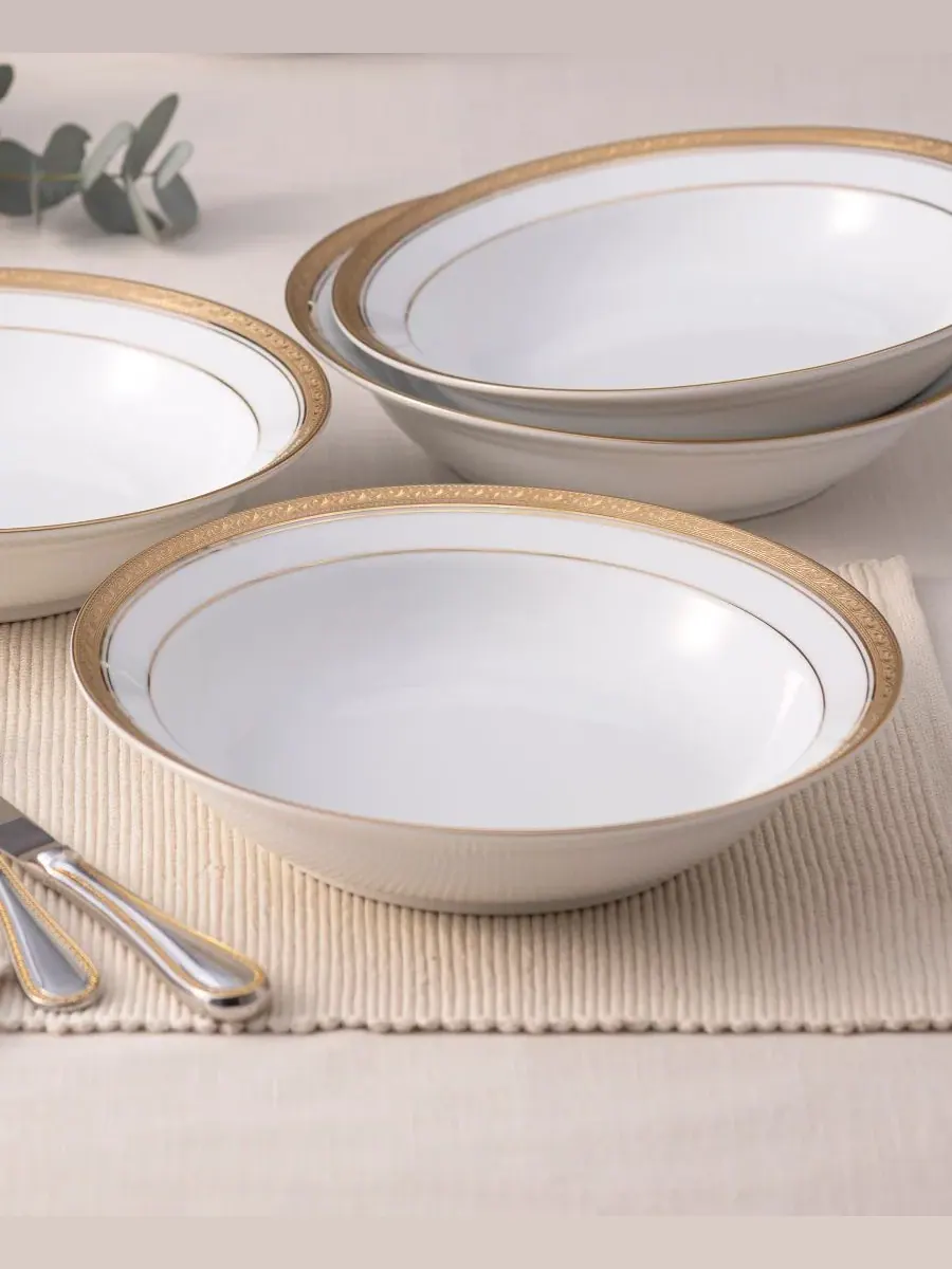Набор столовых тарелок из 4 предметов Noritake Crestwood Gold, 25 см — изображение 3 из 4, золото
