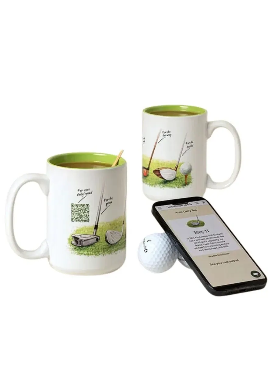Кружка с QR-кодом Golf Facts Interactive Uncommon Goods — изображение 1 из 3, белый