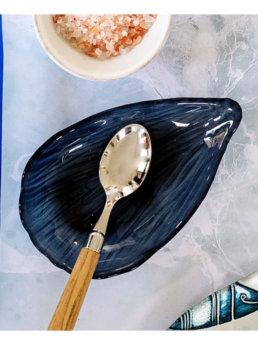 Тарелка Isola Clam Shell Small Plate VIETRI — изображение 3 из 3, синий
