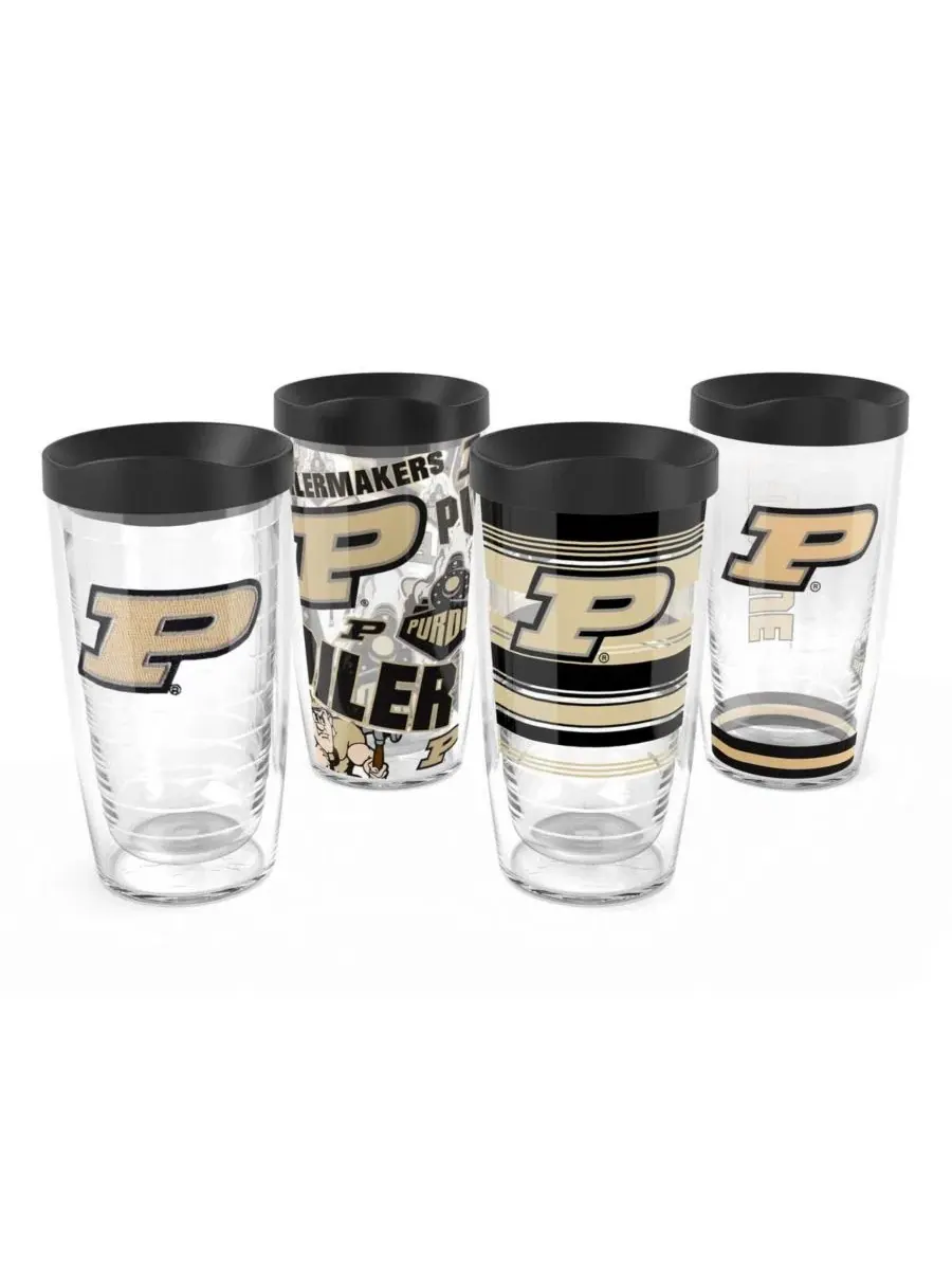Набор из 4 стаканов Tervis 16 унций с эмблемой Purdue Boilermakers, 0.47 л — мульти