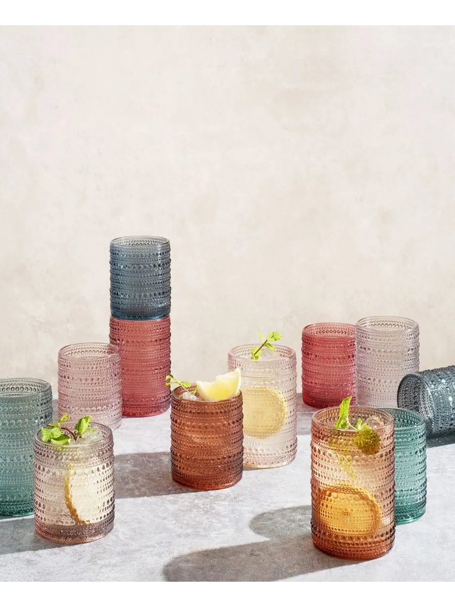 Набор из 12 стаканов для напитков Khen Hobnail с бисерной отделкой пастельных тонов The Wine Savant — изображение 5 из 6