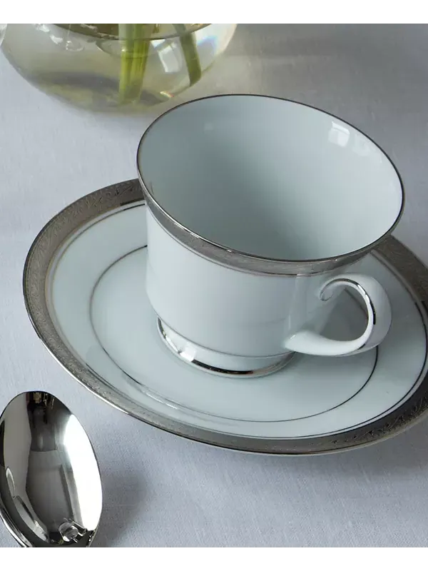 Набор из 4 чашек Crestwood Platinum, сервиз на 4 персоны Noritake — изображение 2 из 4, белый