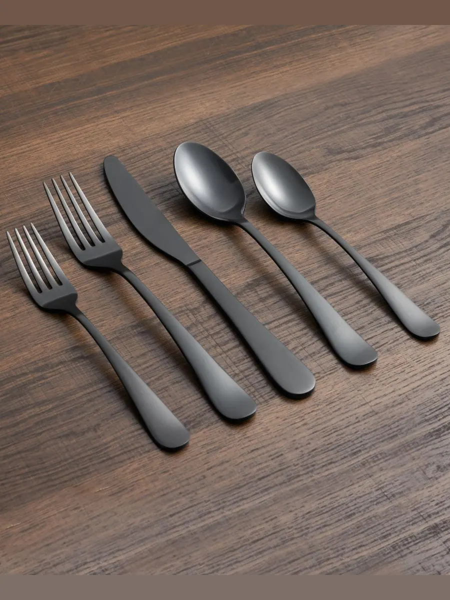 Cambridge Silversmiths Набор столовых приборов Rhiannon Black Satin, 45 предметов, на 8 персон — изображение 3 из 5, черный