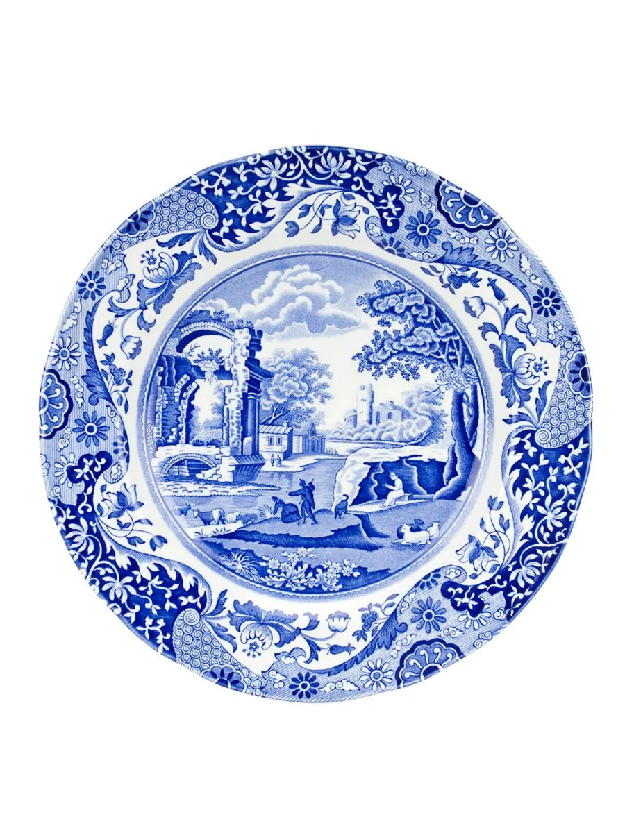 Spode Набор из 8 синих итальянских обеденных тарелок — изображение 2 из 6, синий