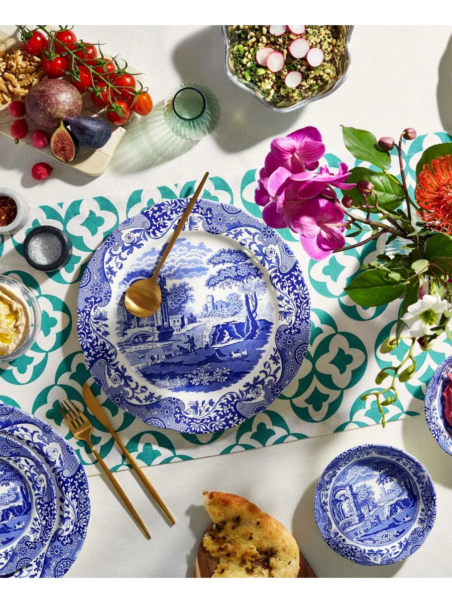Spode Набор из 8 синих итальянских обеденных тарелок — изображение 4 из 6, синий