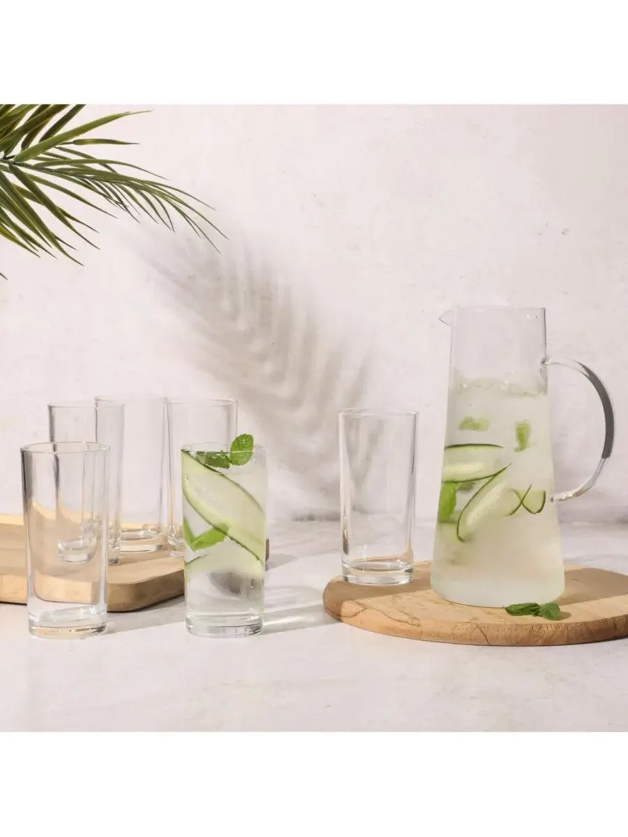 Набор стаканов и кувшина Boozy Brunch, 7 предметов Gibson Home — изображение 6 из 11, прозрачный