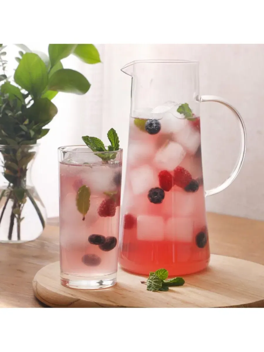 Набор стаканов и кувшина Boozy Brunch, 7 предметов Gibson Home — изображение 8 из 11, прозрачный