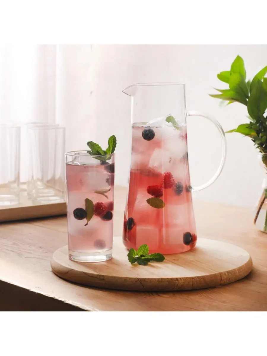 Набор стаканов и кувшина Boozy Brunch, 7 предметов Gibson Home — изображение 10 из 11, прозрачный