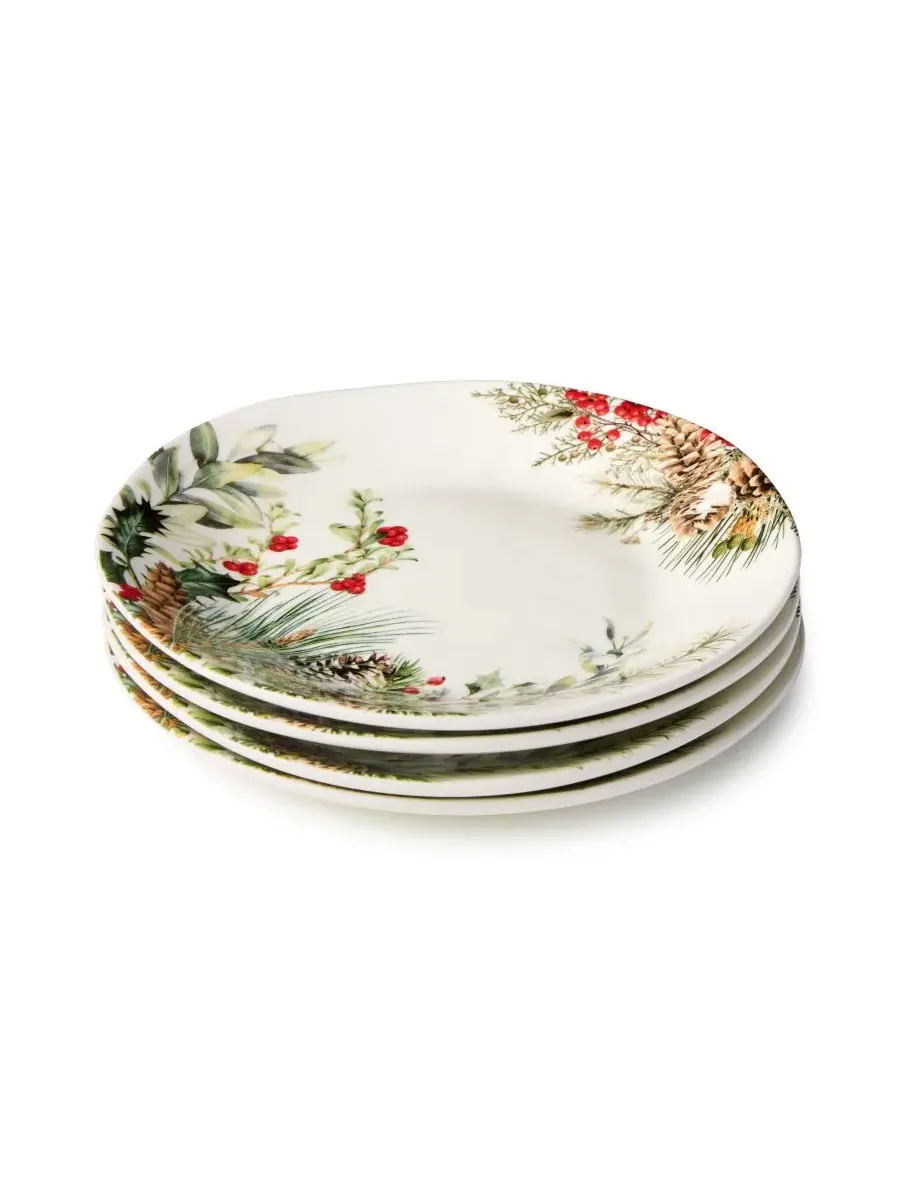 Набор тарелок Woodland Dessert Plates, 4 шт, 23 см, фарфор Certified International — изображение 1 из 4, мульти