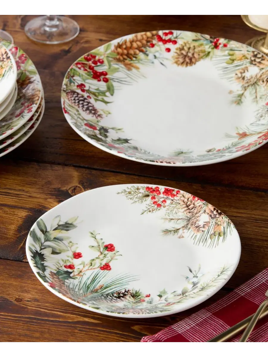 Набор тарелок Woodland Dessert Plates, 4 шт, 23 см, фарфор Certified International — изображение 4 из 4, мульти