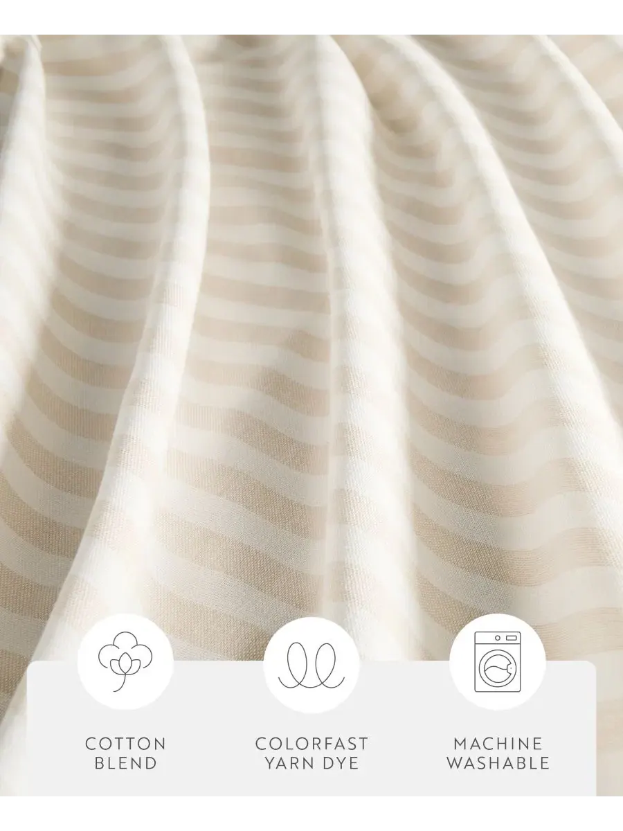 Штора для ванной из хлопкового смесового материала с полоской, 183 x 183 см, Classic Stripe Natural — изображение 3 из 8