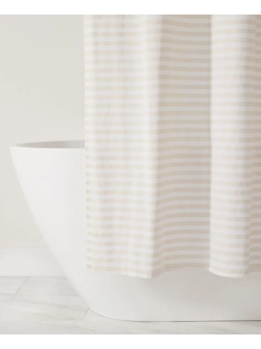 Штора для ванной из хлопкового смесового материала с полоской, 183 x 183 см, Classic Stripe Natural — изображение 7 из 8