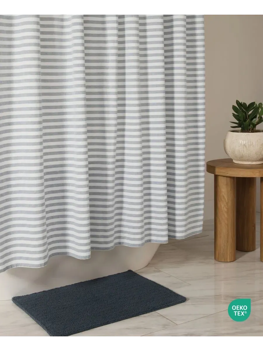 Шторка для ванной из хлопкового микса с полосатым принтом, 183x183 см ienjoy Home — изображение 6 из 8