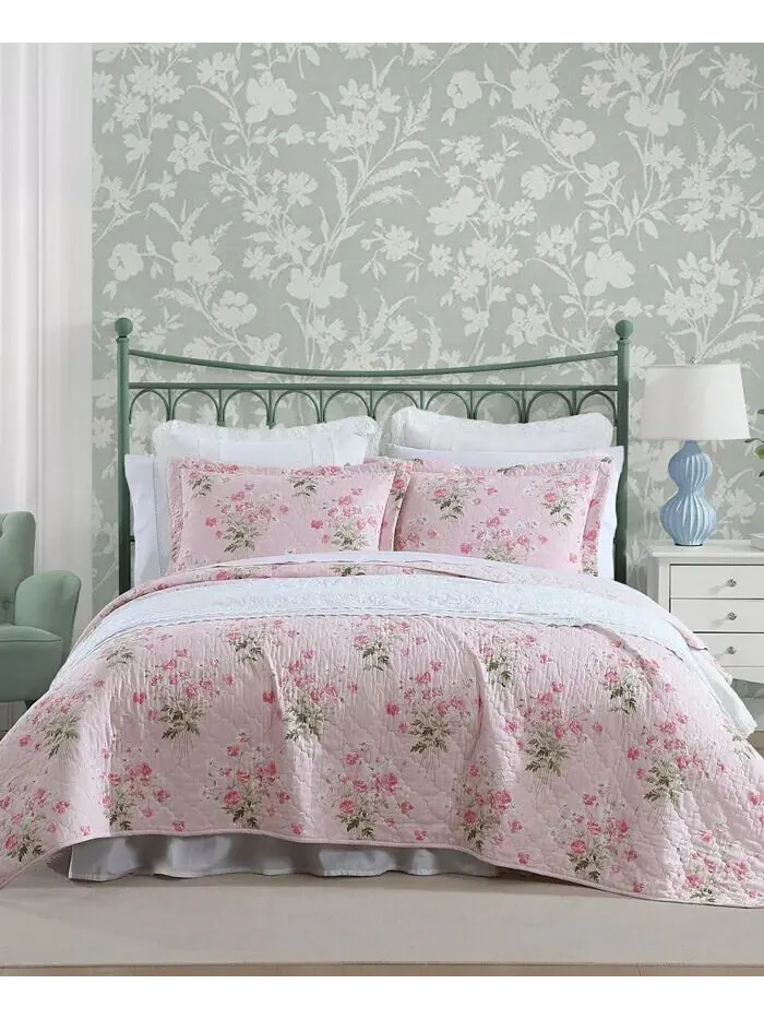 Наборы двусторонних одеял Veronicas Bouquet Laura Ashley — изображение 1 из 8, розовый/белый