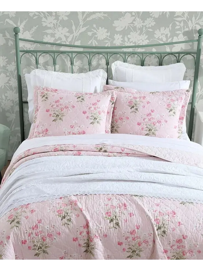 Наборы двусторонних одеял Veronicas Bouquet Laura Ashley — изображение 3 из 8, розовый/белый