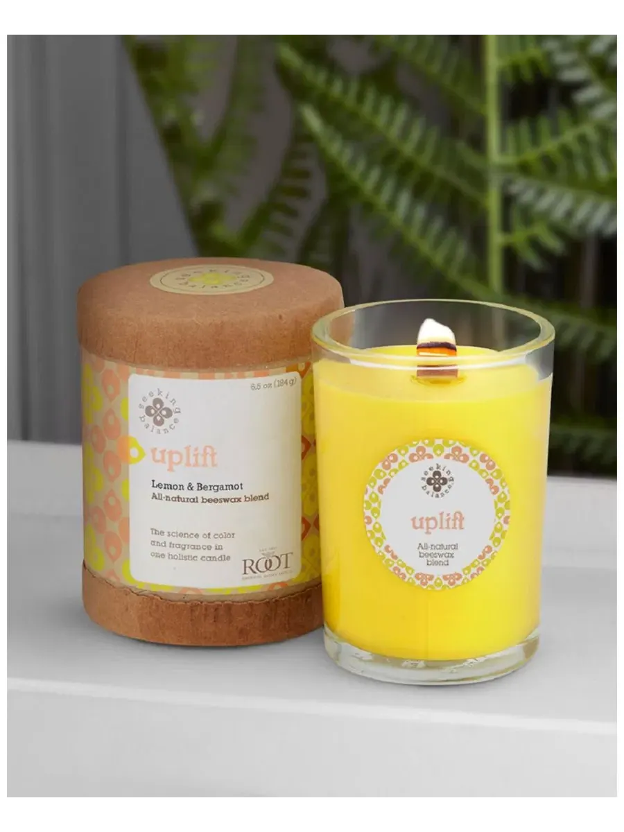 Ароматическая свеча в банке Seeking Balance Uplift Lemon Bergamot, 184 г ROOT CANDLES — изображение 2 из 2, желтый