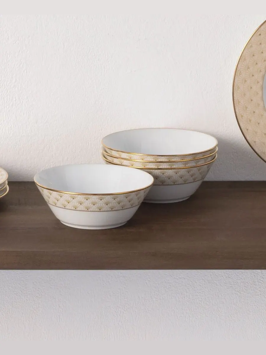 Набор из 4 фруктовых ваз Trocadero Gold Noritake — изображение 2 из 5, золотистый белый