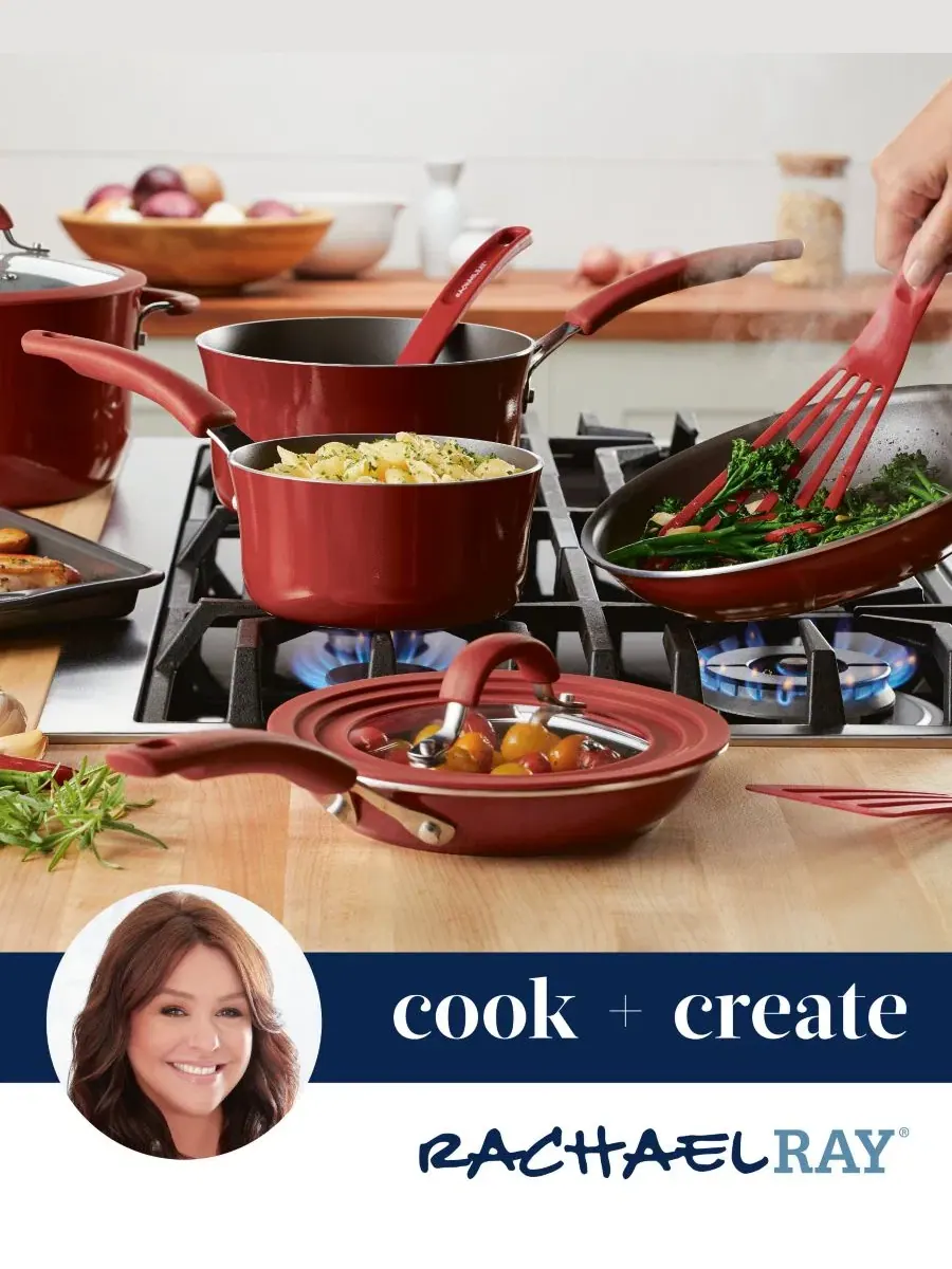 Сковорода Cook + Create из алюминия с антипригарным покрытием, 25 см Rachael Ray — изображение 9 из 10, красный