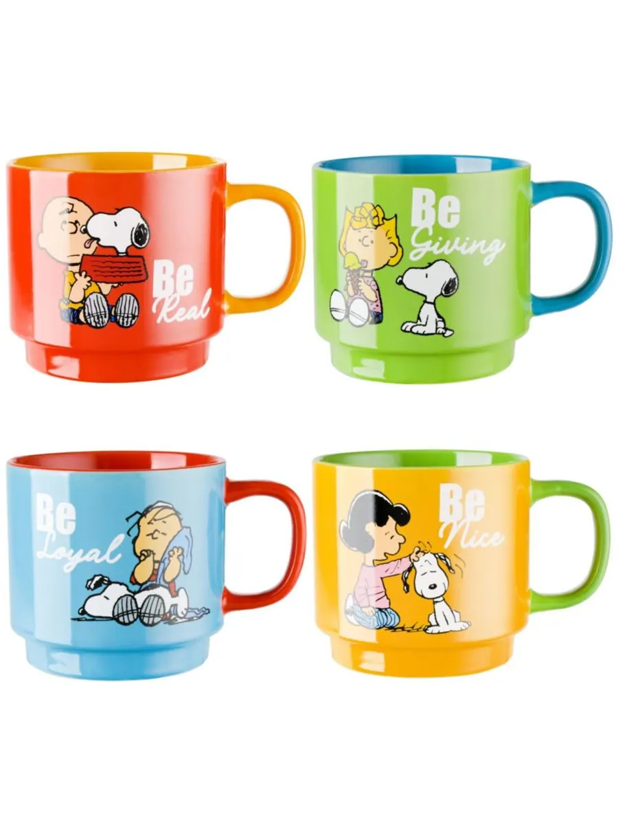 Набор из 4 штабелируемых кружек объемом 15 унций с подставкой Peanuts — изображение 4 из 10