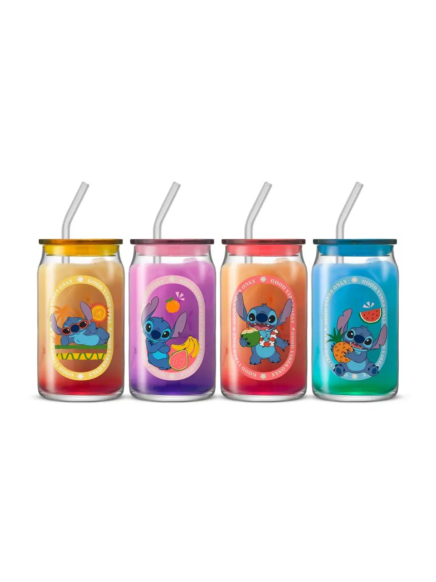 Набор из 4 стаканов Lilo Stitch Island Vibes JoyJolt — изображение 1 из 10, мульти