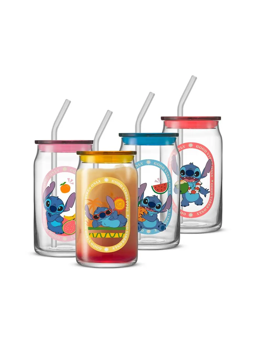 Набор из 4 стаканов Lilo Stitch Island Vibes JoyJolt — изображение 10 из 10, мульти