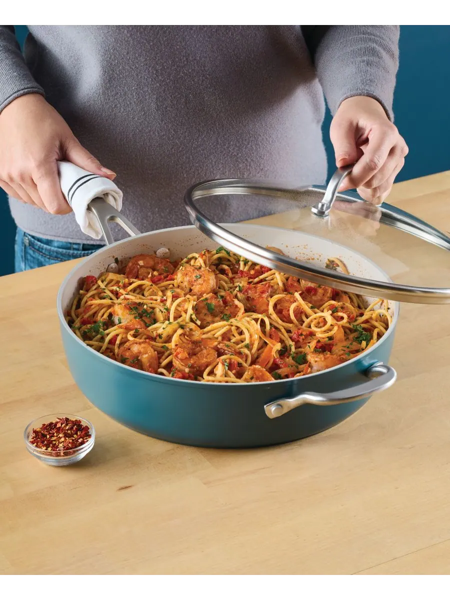 Сотейник с крышкой KitchenAid Hard Anodized Ceramic, 4.7 л/30 см — изображение 10 из 10, белый