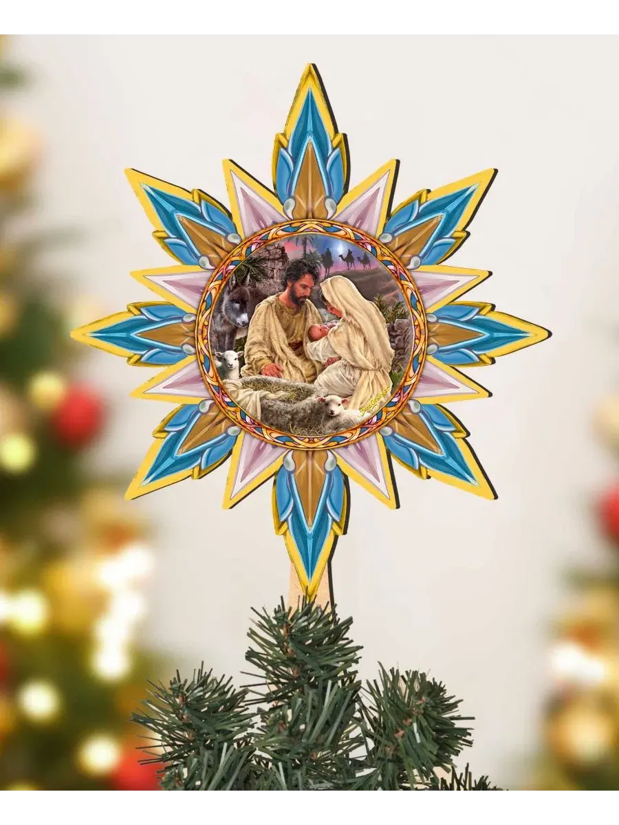 Рождественская верхушка на елку Classic Nativity Wooden Designocracy — изображение 6 из 8, мульти