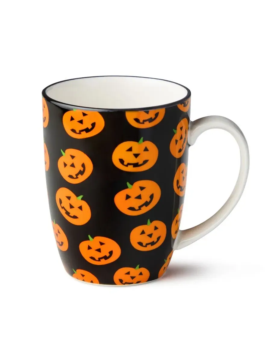 Набор из 6 кружек Halloween Pad Print, 14 унций, фарфор Certified International — изображение 2 из 7, мульти