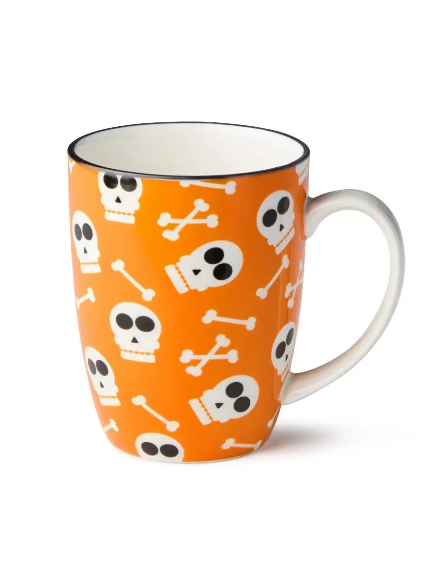 Набор из 6 кружек Halloween Pad Print, 14 унций, фарфор Certified International — изображение 4 из 7, мульти