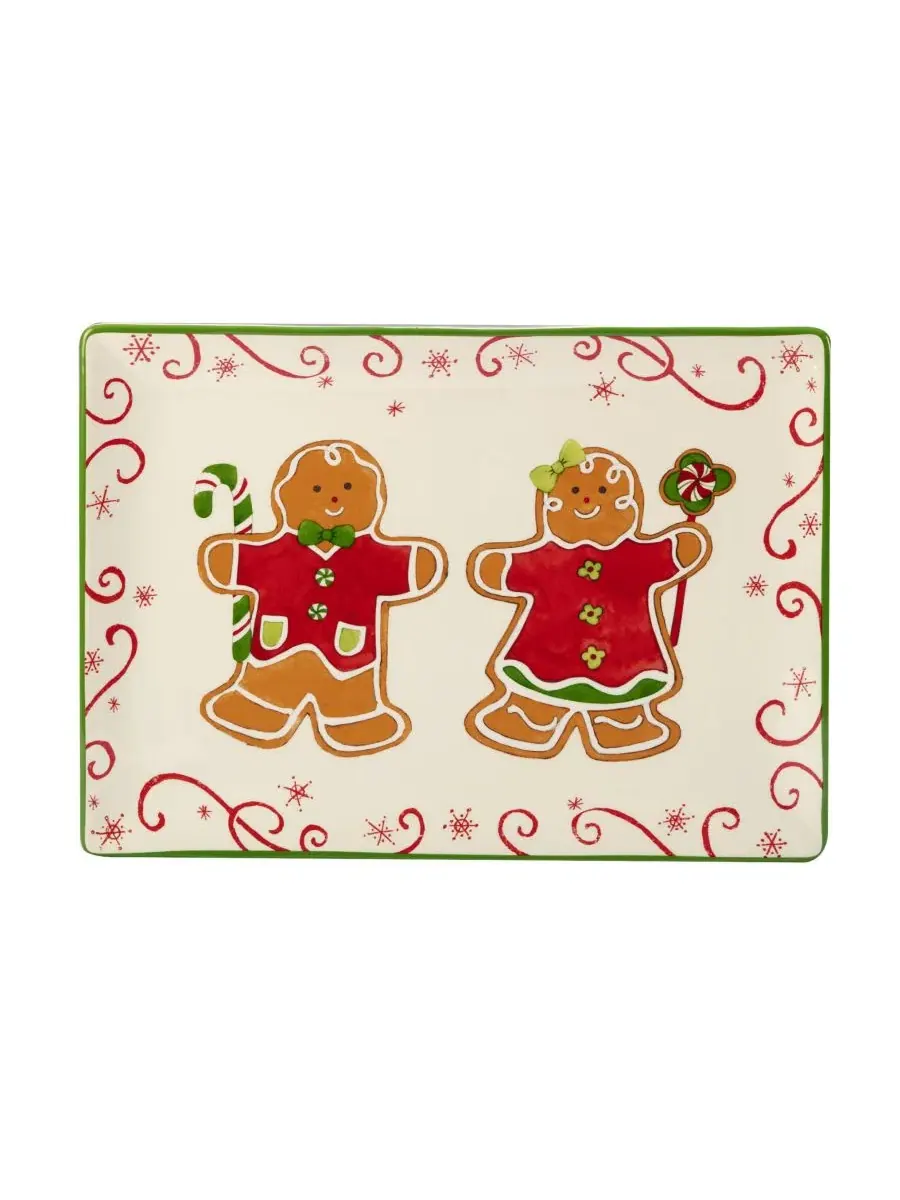 Прямоугольное блюдо Holiday Magic Gingerbread, 35 x 25 см Certified International — изображение 1 из 1, красный белый